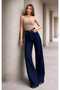 Dyon Lycra Women's Navy Blue Super High Waist Loose Leg Denim Loose Palazzo Trousers - 4