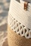 Double Color Patterned Jute Straw Look Beach Bag - Stylish Summer Shoulder Bag - Bohemian - 3
