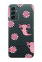Samsung Galaxy M13 / M23 Compatible Pink Axolotl Patterned Transparent Phone Case