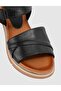 Black Genuine Leather Women's Comfort Sole Sandals - 5
