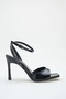 Women's Black Patent Leather Heeled Ankle Strap Square Toe Stylish Evening Dress Shoes - 2