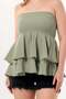 Sevilay Layered Flounce Muslin Blouse-Skirt Olive Green Zytnysl - 3