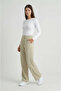 Sage Green High Waist Pocketed Buttoned Lycra Women's Palazzo Trousers - 5
