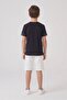 Black Embossed Lettering T-Shirt and Patterned Shorts Boys' 2-Piece Set 23817 - 6