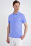 Comfort Fit Ribbed Sleeves 100% Cotton Buttoned Blue Polo Collar T-Shirt Ts 922 - 5