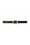 Black Faux Leather Women's Belt with Gold Buckle – Stylish & Casual Use Oval Buckle Waist Belt - 2
