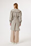 6437 - Stylish Comfortable Zippered Baby Collar Belt Tie Detailed Long Tunic Cap - 8