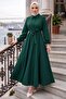 Belted Mevlana Dress Emerald Green Hm2105 - 4