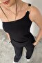Women's Asymmetrical Collar Accessory Side Gathered Seersucker Fabric Double Set - 2
