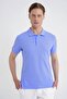 Comfort Fit Ribbed Sleeves 100% Cotton Buttoned Blue Polo Collar T-Shirt Ts 922