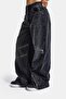 Women's Dark Smoked 2S6-1 Super Baggy Fit Zipper Detailed Special Design Denim Jean - 3