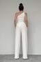 Women's Asymmetrical Collar Accessory Side Gathered Seersucker Fabric Double Set - 7