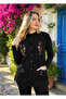 Women's Black Daily Floral Embroidered Buttoned Pocketed Mother Vest - 4