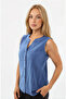 Zero Sleeve Button Front Blouse - 3