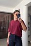 Washable Crew Neck Premium T-Shirt - Bordo