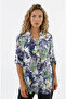 Leaf Pattern Buttoned Front Blouse