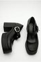 Women's High Platform Heeled Stylish Buckle Elastic Band Closed Toe Ballerina Loafer Shoes - 3