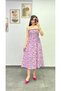 Cotton Fabric Dress with Rope Straps and Rubber Detail on the Chest