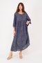 Bohemian Women's Crispy Floral Pattern Loose Fit Mother's Authentic Midnight Blue Dress - 7