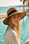 Women's Straw Hat with Pearl Detail, Comfortable to Wear, Uv Protection, Foldable