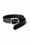 Women's Black Faux Leather Belt with Silver Buckle, Stylish Minimal Daily & Classic Combination Belt - 2