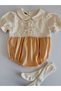 Baby Girl Lace Detailed Jumpsuit Ecru Beige with Bow 3-6 Months – 1 Year Old Stylish Baby Combination