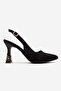 Women's Bow Tie Stone Heeled Sandals Black Zra - 2
