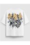 Oversize White T-Shirt with Gold Baroque Back Pattern 100% Cotton Premium Streetwear Unisex