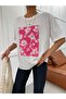 Oversize Crew Neck Floral Patterned T-Shirt - 5