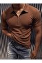 Luuk Men's Slim Fit Zippered Polo Collar Ribbed T-Shirt - 2