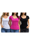Women's Ballet Collar Bodysuit 3-Piece Set - Black White Fuchsia