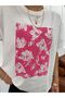 Oversize Crew Neck Floral Patterned T-Shirt - 8