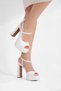 Women's White High Platform Heeled Comfortable and Stylish Evening Dress Shoes - 3