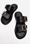 Women's Double Buckle Slippers Black - 7