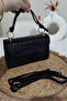 Women's Crocodile Patterned Faux Leather Hand and Shoulder Bag with Ring Detail Mlu7010