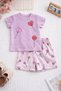 Girls' T-Shirt and Shorts Set Candy Printed Casual Comfortable Set