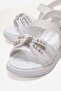 Children's Beaded Stone Velcro Sandals White - 3