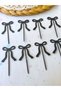 Black Ribbon Bow Cupcake Toothpick - Speech Table, Engagement, Wedding Cake Decoration, Birthday Cake Toothpick - 4