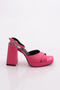 7751 Women's Cross Strap Low Platform Heel Cross Strap Heeled Shoes