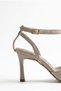 Women's Beige Ankle Strap Pointed Toe 7 cm Thin Heel Stiletto Classic Heeled Shoes Tt001 - 4