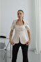 Beige Padded Square Neck Blouse - 3