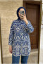 Women's Geometric Patterned Hijab Tunic Shirt Comfortable Fit - 2