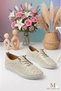 4 Point Orthopedic Insole Genuine Leather Handmade Summer Perforated Daily Ballerina Shoes - 3