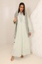Premium Ice Green Zari Linen Abaya with Coat Collar Elegant Summer Modest Wear - 3
