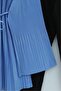 Gold Buttoned Lace-Up Shirt with Pleated Front and Sleeves - Blue - 5