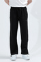Men's Elastic Waistband, Cuffed Cuffs, Double Pockets, Sweatpants, Black - 3156 - 4