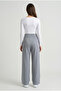 Gray High Waist Pocketed Buttoned Lycra Women's Palazzo Trousers - 2