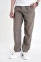 Oversize Fit Side Pocket Elastic Waist Khaki Linen Trousers P 1216
