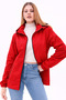 Women's Red Removable Hooded Raincoat Coat - 2