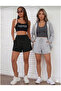 2-Pack Women's (Black-Grey) Basic Summer Shorts Set - Comfortable Fit Above the Knee, 2-Pack Economical Package